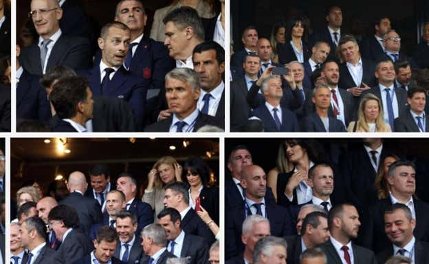 Collage de fotos con imágenes del palco de la final de la Nations League del 18 de junio de 2023.