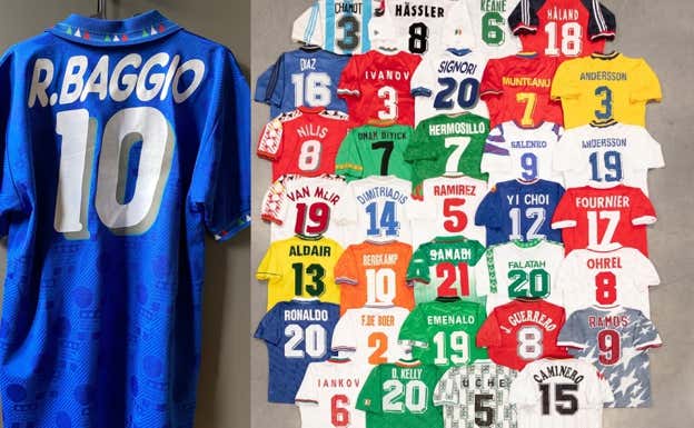 Montaje de camisetas importantes de este mundial.  Alejandro Mendo y Classic Football shirts