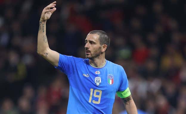 Bonucci, en uno de sus últimos partidos con la selección italiana en 2022.  AFP