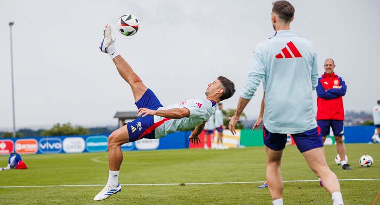 La selección española entrenando