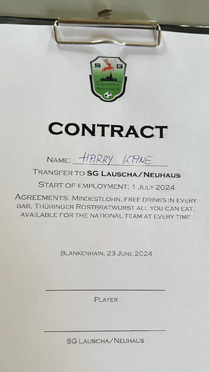 El 'contrato' propuesto a Harry Kane.  BILD