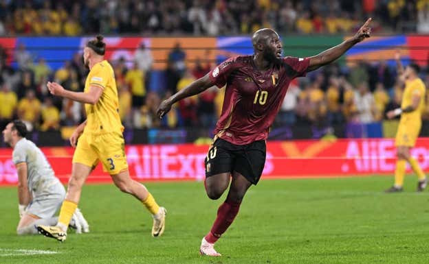 Lukaku celebra un gol en la Eurocopa... que fue anulado. AFP