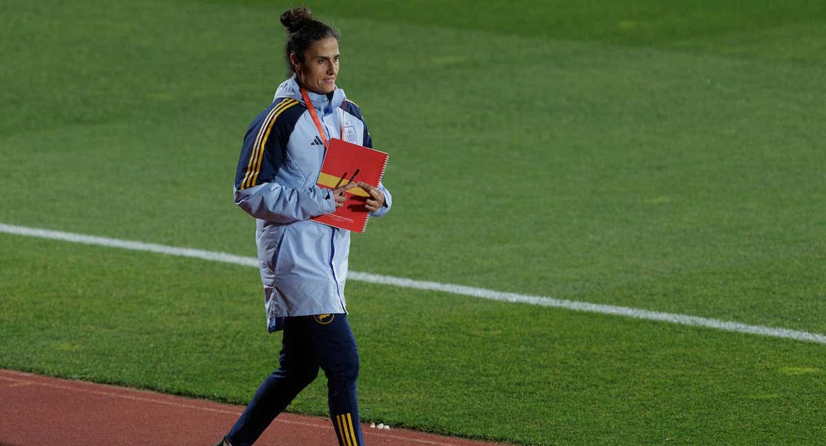 Montse Tomé, durante un entrenamiento con la Selección. /RFEF