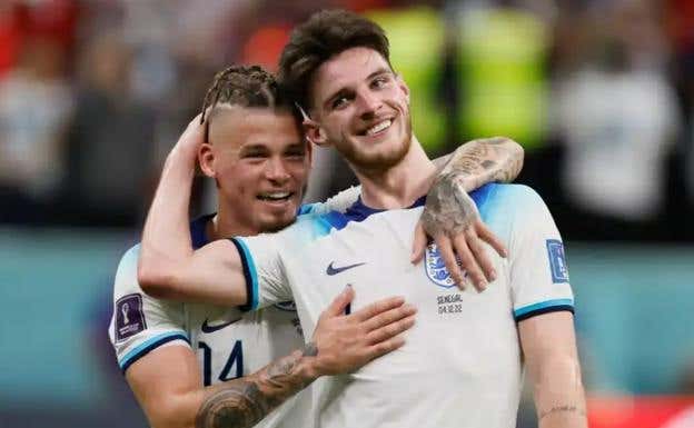 Kalvin Phillips y Declan Rice, durante un partido juntos. Getty Images