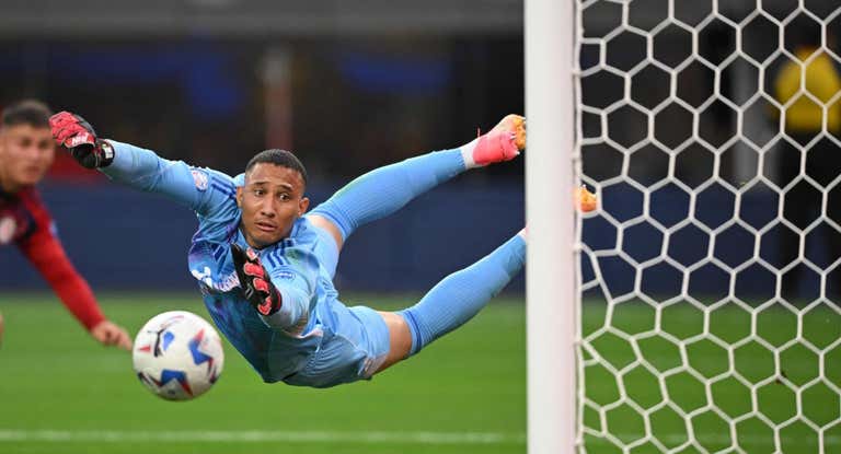 Sequeira durante un lance del partido ante Brasil.