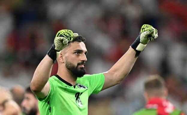 Mamardashvili, tras la victoria ante Portugal.  AFP