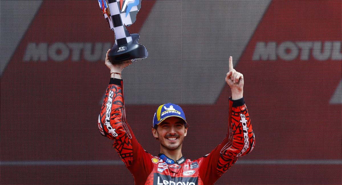 Bagnaia celebra en Assen. /REUTERS