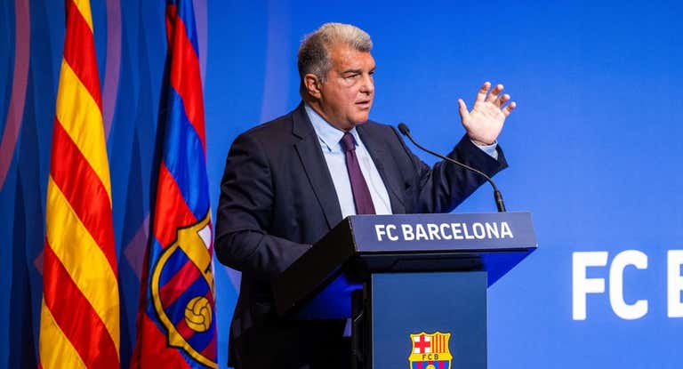 Laporta durante un acto del FC Barcelona esta temporada.