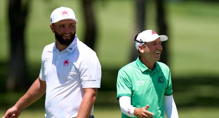 Jon Rahm y Sergio García, durante la vuelta.