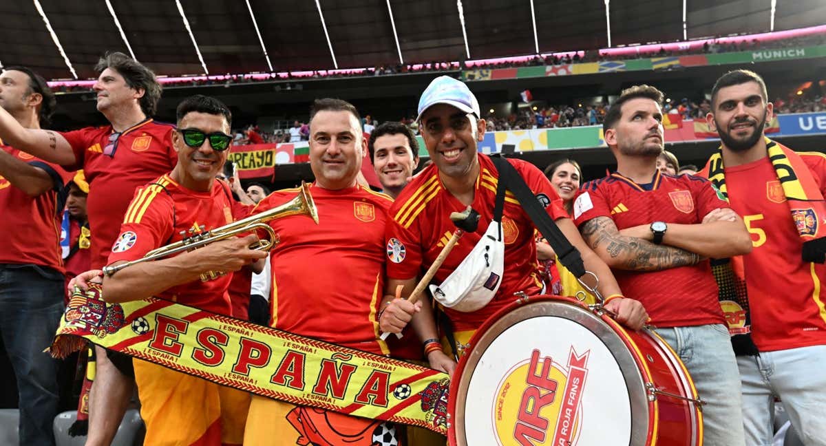 La afición española, en el estadio de la semifinal.