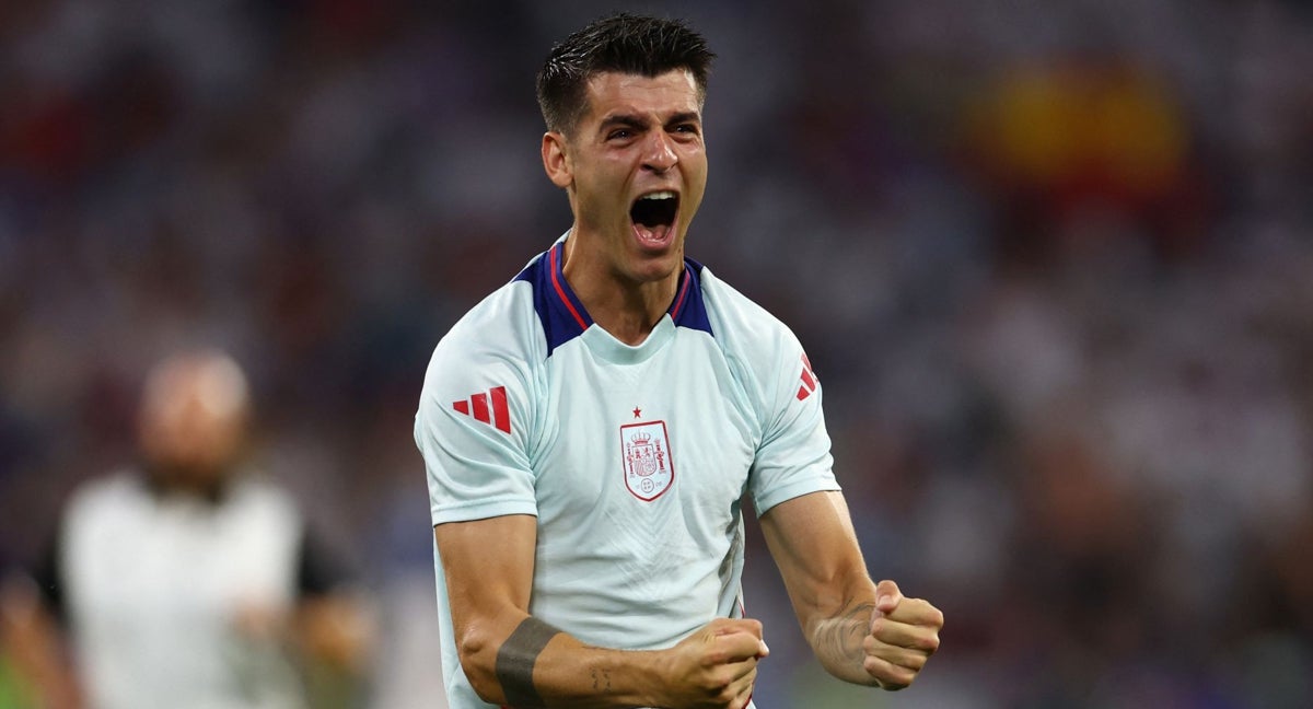 Morata celebra el pase a la final de la Eurocopa.