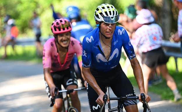 Enric Mas y Richard Carapaz, mano a mano en Plateau de Beille.  MOVISTAR TEAM / @GETTYSPORT