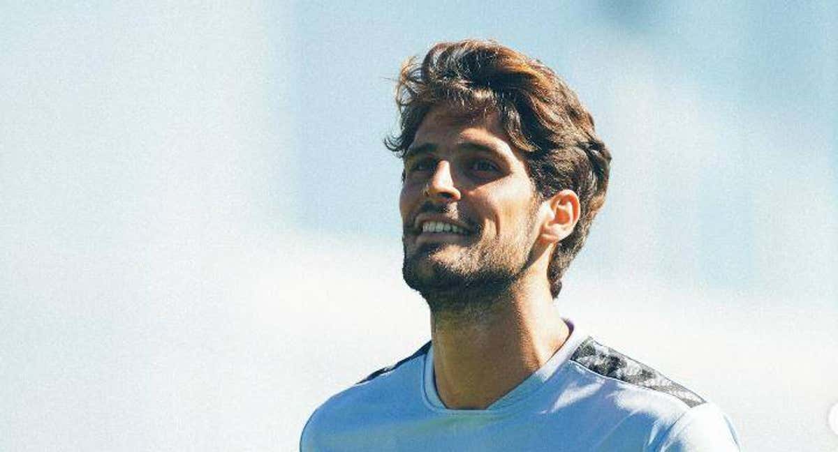 Gonzalo Paciencia, en un entrenamiento con el Celta esta pretemporada.