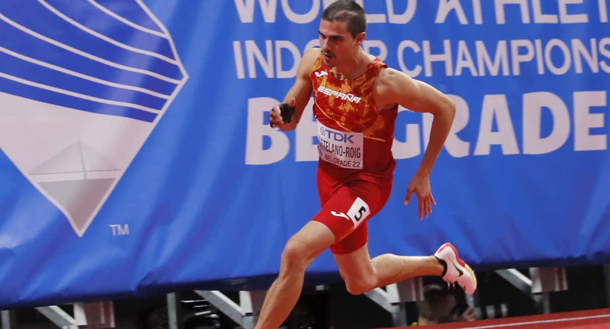 Bruno Hortelano durante los Mundiales indoor de 2022.