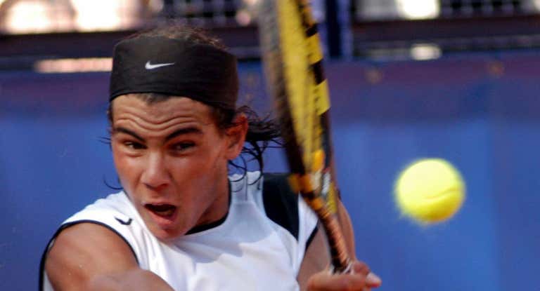 Rafael Nadal, durante la final de Sopot 2004, su primer título ATP, justo un día antes de debutar en unos Juegos Olímpicos.