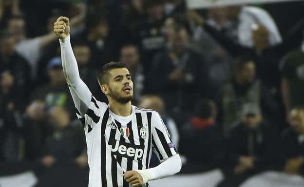 Morata celebra un gol con la Juventus.