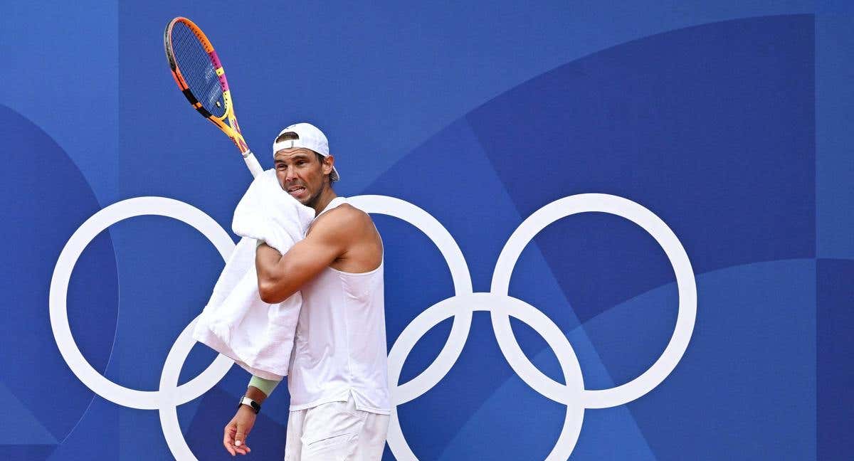 Nadal, durante el entrenamiento en París./AFP