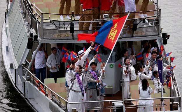 Los deportistas de Mongolia, durante la ceremonia de inauguración de los Juegos Olímpicos. Getty