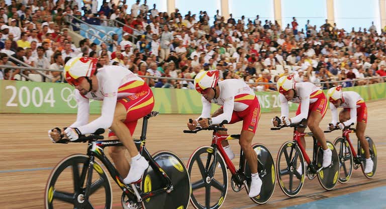 Equipo español de ciclismo en pista en 2004.