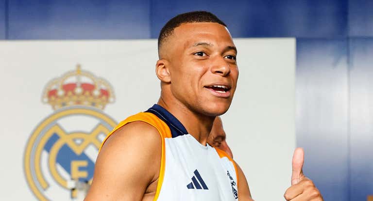 Kylian Mbappé, entrenando en Valdebebas.