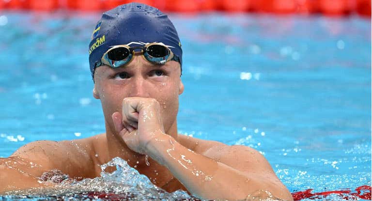 Victor Johansson, en las pruebas de piscina, de los Juegos Olímpicos de París.