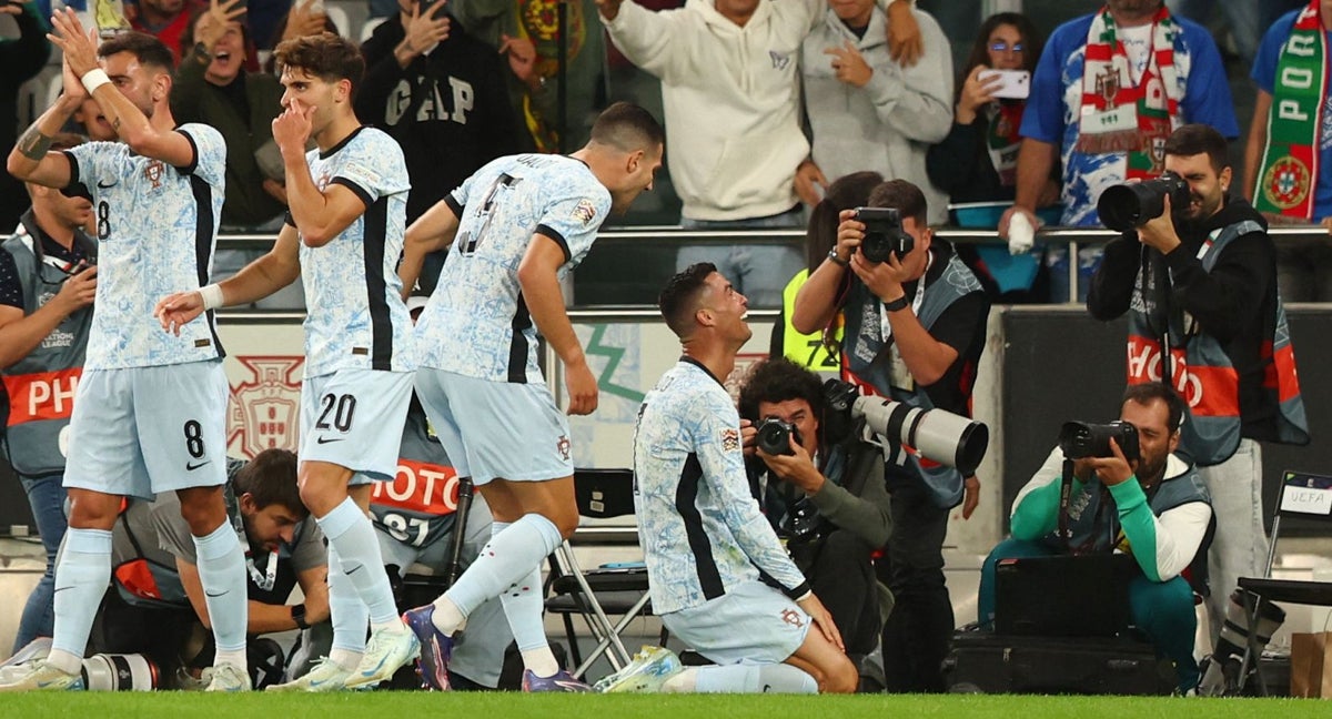 Cristiano celebra el 2-1 de Portugal.