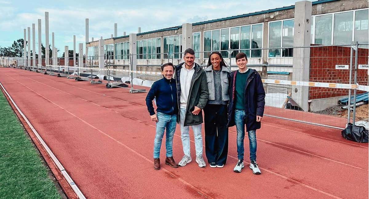 Ana Peleteiro, durante su visita a las obras del nuevo módulo de atletismo el pasado enero.