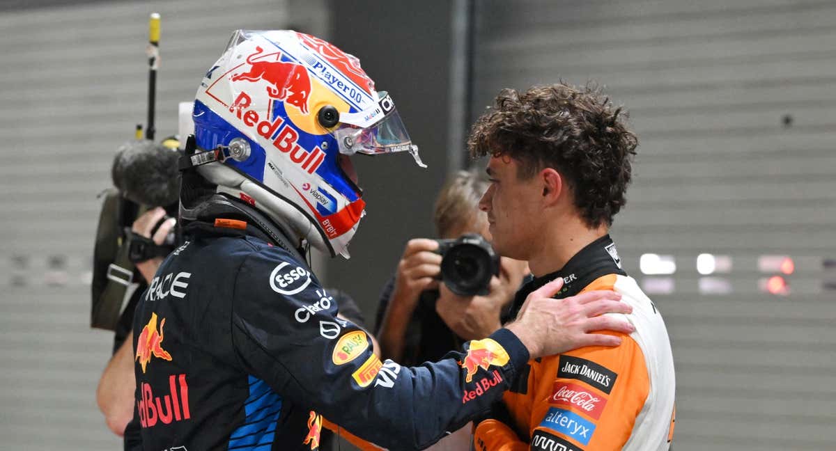 Lando Norris y Max Verstappen, tras la clasificación./REUTERS