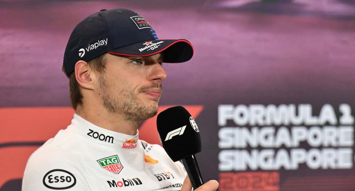 Max Verstappen apenas habló durante la rueda de prensa oficial de la FIA tras Singapur./REUTERS