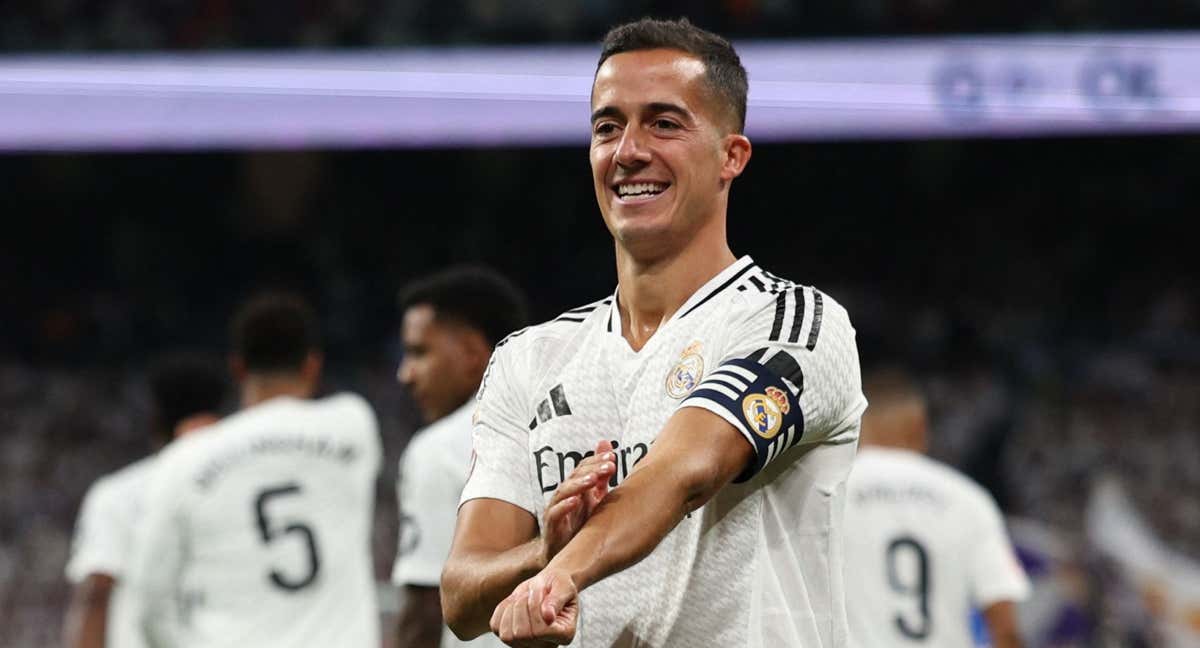 Lucas Vázquez celebra el 1-0.