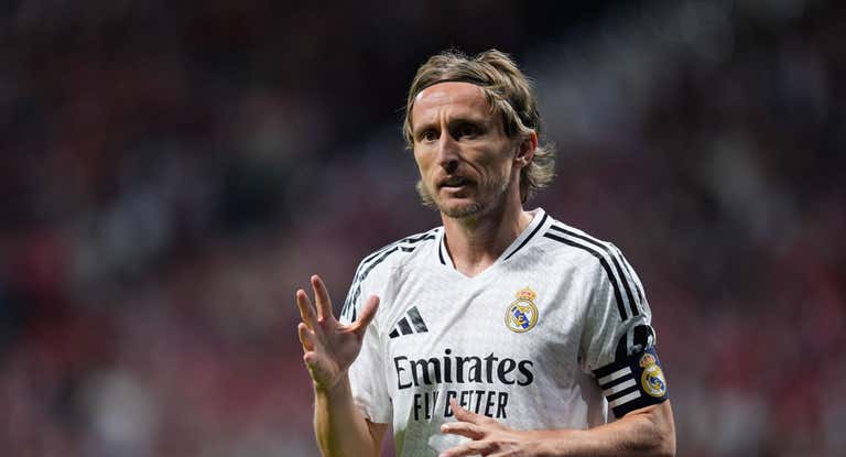 Luka Modric, durante el derbi del Metropolitano.