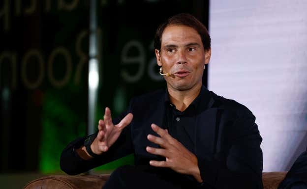Nadal, durante la presentación de la marca NDL.  AFP