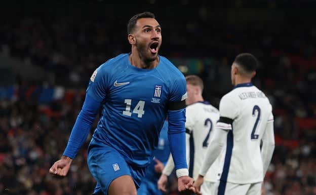 Pavlidis celebra su primer gol en Wembley. REUTERS