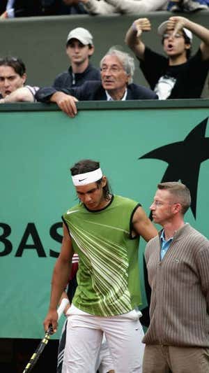 Rafael Nadal, durante los abucheos del público en el partido ante Grosjean.  Michael Steele/Getty Images