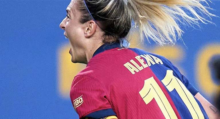 Alexia Putellas, jugadora del Barça, celebra con rabia su gol ante el Espanyol en la remontada en el derbi de Liga F.