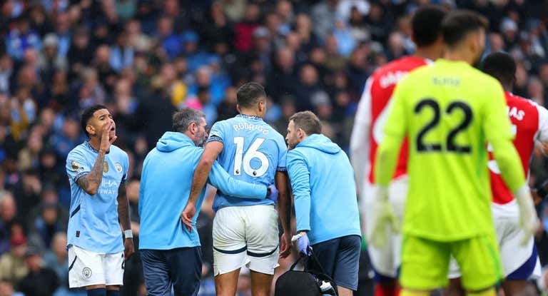 Rodrigo Hernández, después de su grave lesión, durante esta temporada en la Premier.