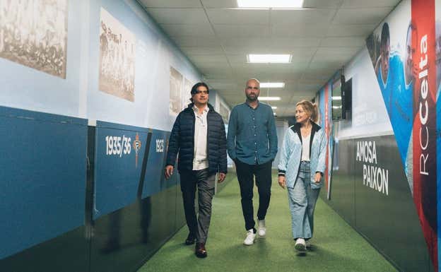 Garcés, Giráldez y Marián Mouriño, en A Madroa.  RC CELTA