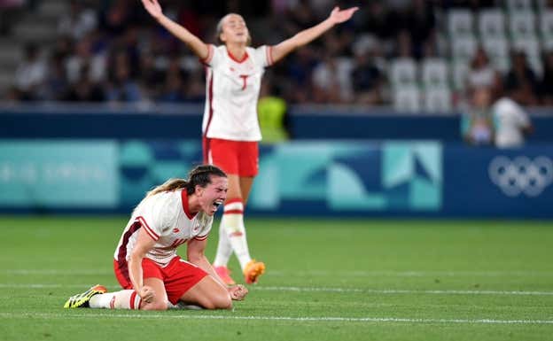 Vanessa Gilles durante los Juegos Olímpicos tras conseguir el pase a los cuartos.  CANWNT