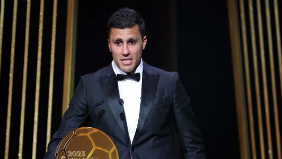 Rodri, durante su discurso tras ganar el Balón de Oro/Getty Images