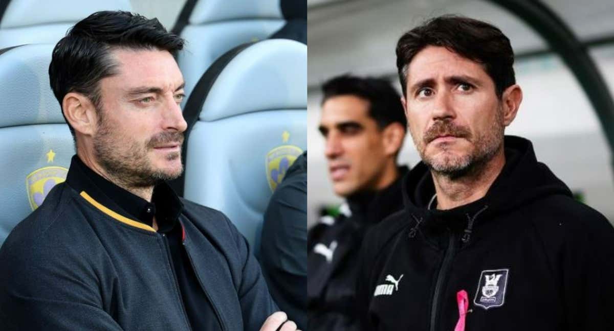Albert Riera y Víctor Sánchez del Amo, en los banquillos de sus respectivos equipos eslovenos.