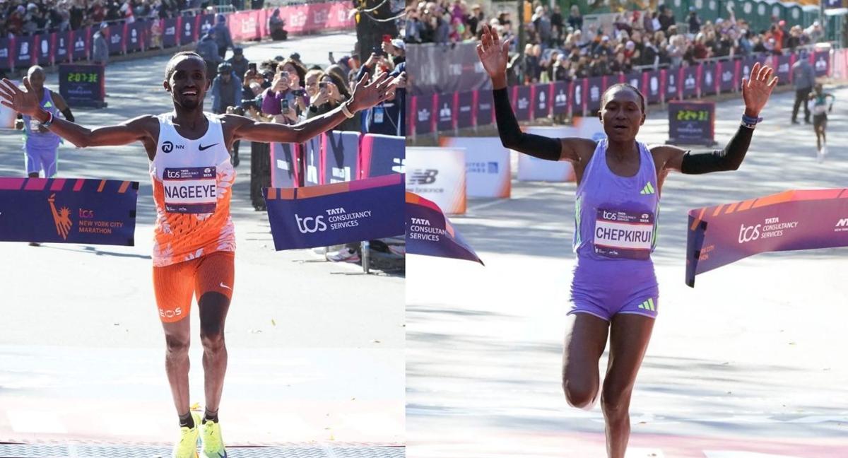 Nageeye (izquierda) y Chepkirui (derecha), ganadores del Maratón de Nueva York.