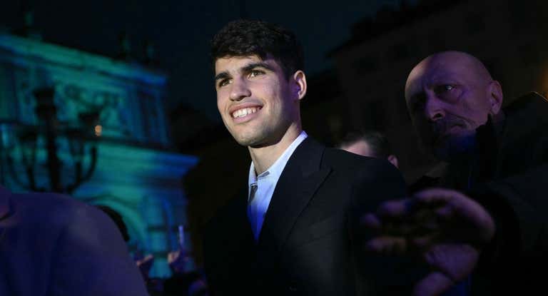 Carlos Alcaraz, durante la ceremonia de inauguración de las ATP Finals en Turín.