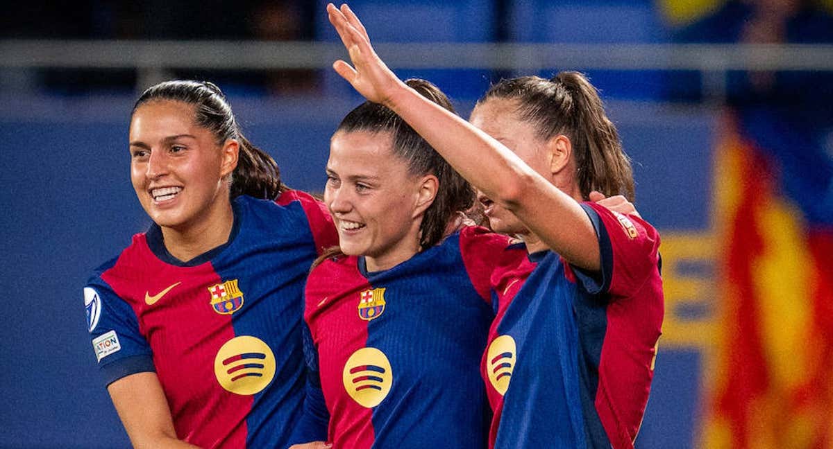 Kika Nazaret, Claudia Pina y Ewa Pajor, tres de las goleadoras del Barça ante el St. Pölten en Champions.