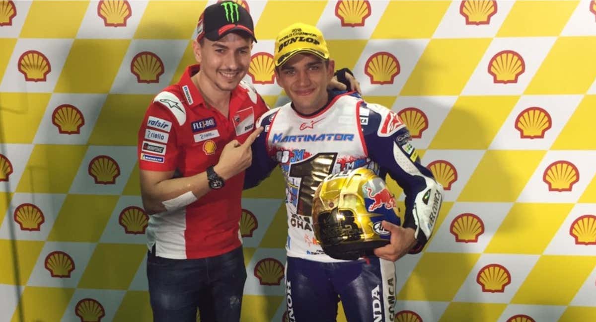 Jorge Lorenzo y Jorge Martín, tras ganar su primer título.