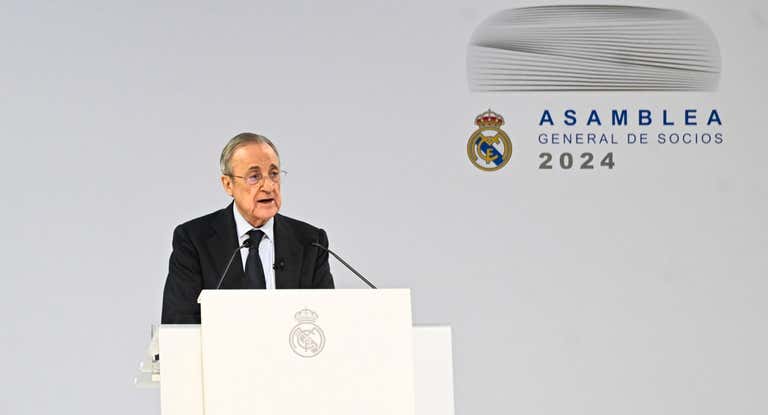 Florentino Pérez, en una Asamblea del Real Madrid.