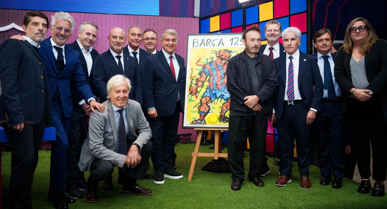 Uno de los primeros actos del aniversario culer fue la presentación del cartel de Miquel Barceló.