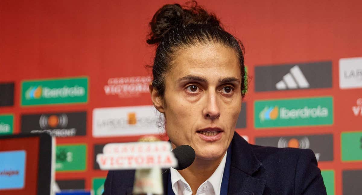 Montse Tomé durante una rueda de prensa con la Selección.