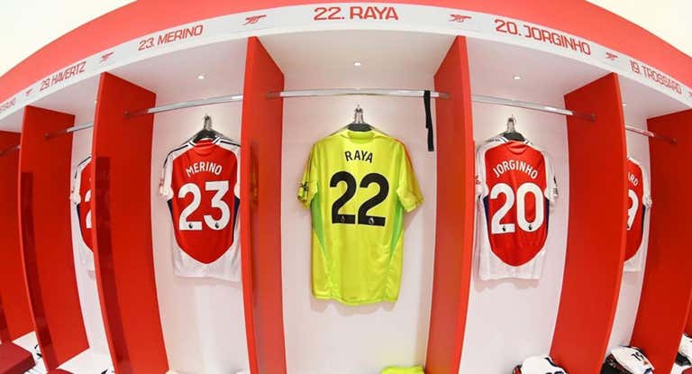 El vestuario del Arsenal en uno de los partidos del campeonato.