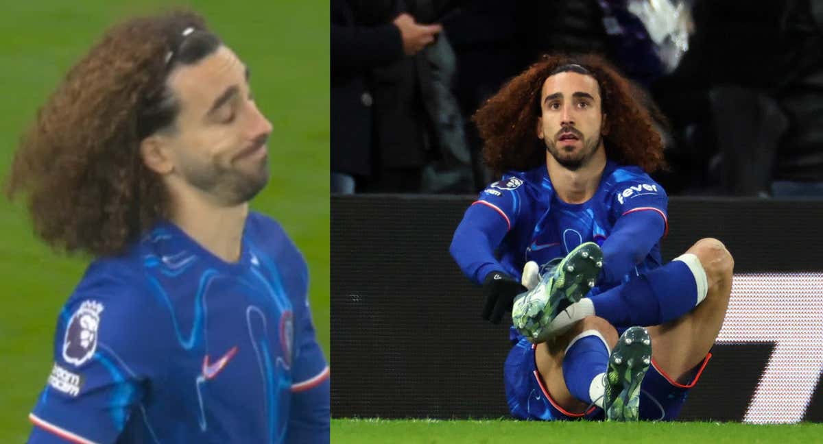 Marc Cucurella se resbaló dos veces en los primeros 10 minutos.
