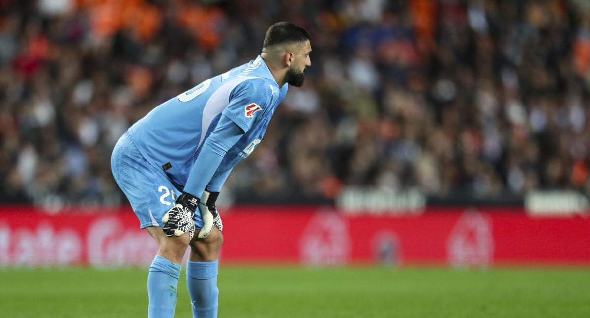 Mamardashvili en el partido ante el Rayo Vallecano.